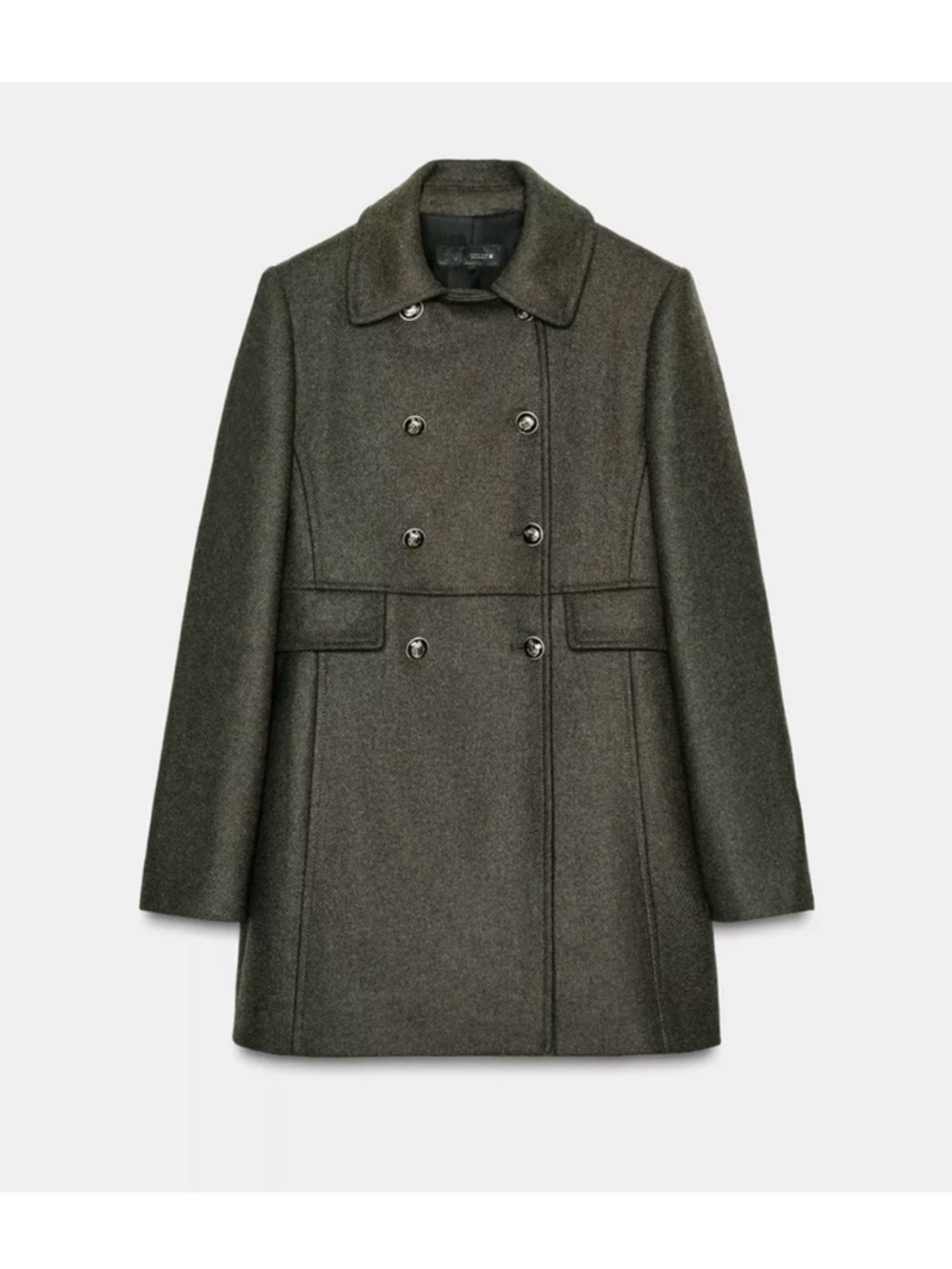 DOUBLE BREASTED WOOL BLEND COAT
KHAKI. SIZE SMALL